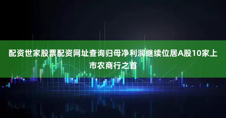 配资世家股票配资网址查询归母净利润继续位居A股10家上市农商行之首